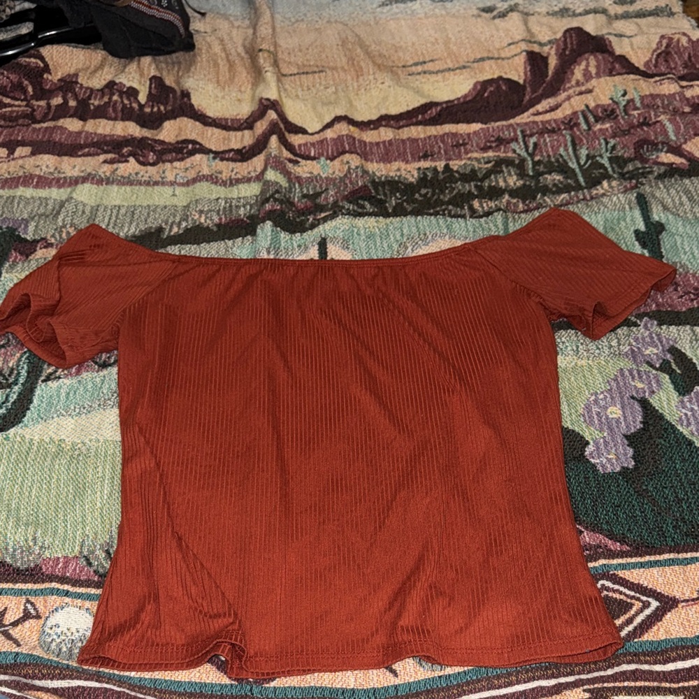 Rue21 Terracotta Off-Shoulder Top